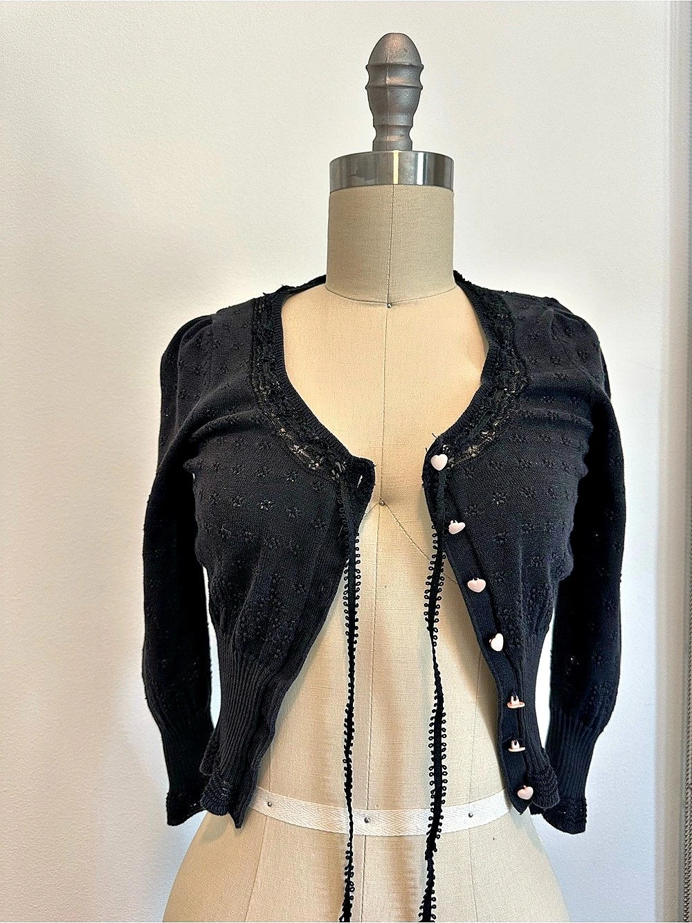 Betsey Johnson Black Heart Button Cardigan